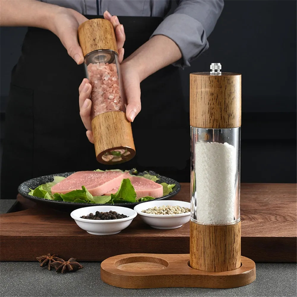 Wooden Pepper Mill Manual Salt Spice Grinder With Adjustable Ceramic Core Pepper Grinder Kitchen